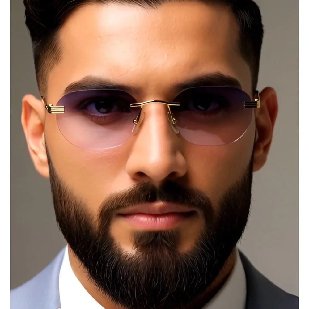 Sunglasses‎ Gold Frame Pink Purple Gradient Lens Retro Classy Uv400 Beach Shades